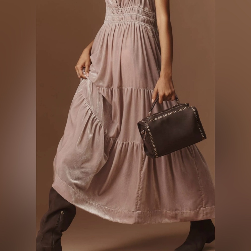 🌺 Anthropologie The Somerset Maxi Dress Velvet Edition in Lavender, blush, large - Picture 5 of 10